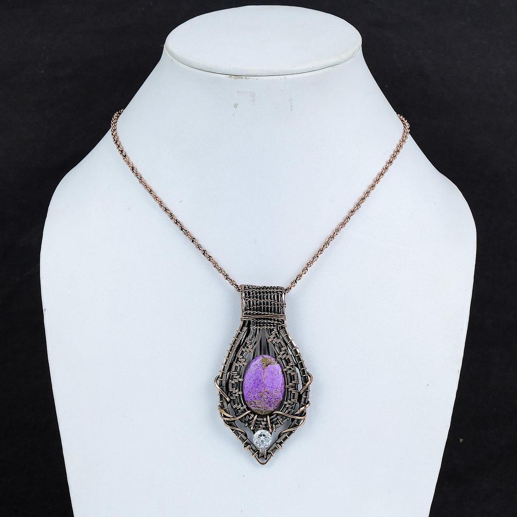 Purpurite Jewelry, 999 Copper Wire Wrapped Pendant Handmade Gemstone Jewelry, Gifts For Wife Brand New Pendant