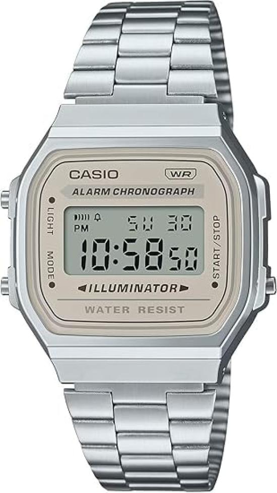 CASIO Цифровые часы Серия Vintage A168WA Серебристый Зарубежная модель с оригинальной коробкой [Casio] Мужские, Женские, Детские (A168WA-8AY (Светло-бежевый)) [Использовал]