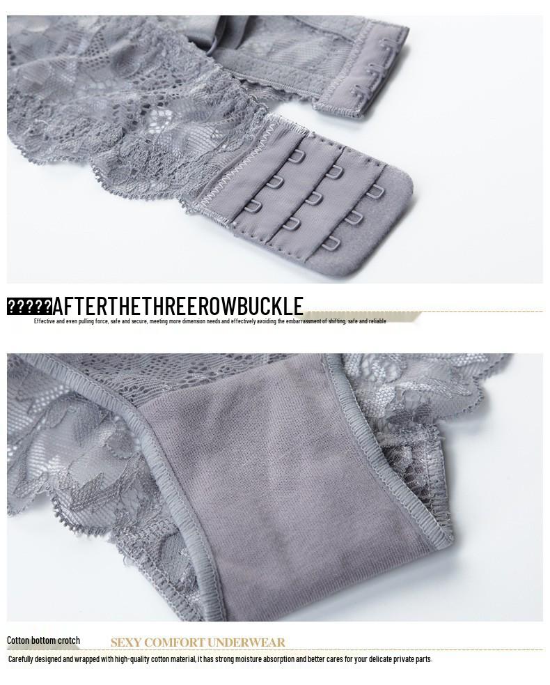 European & American Plus Size Sexy Lace Push-Up Lingerie Set – French Half-Cup Design for a Flattering Look