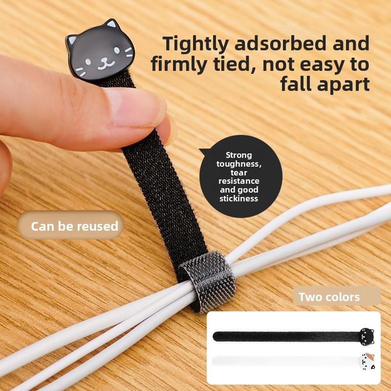 1/4PCS Cat Data Cable Storage Strap Velcro Cable Tie Cable Organizer Computer Cable Tie Organizing Wire Fixer