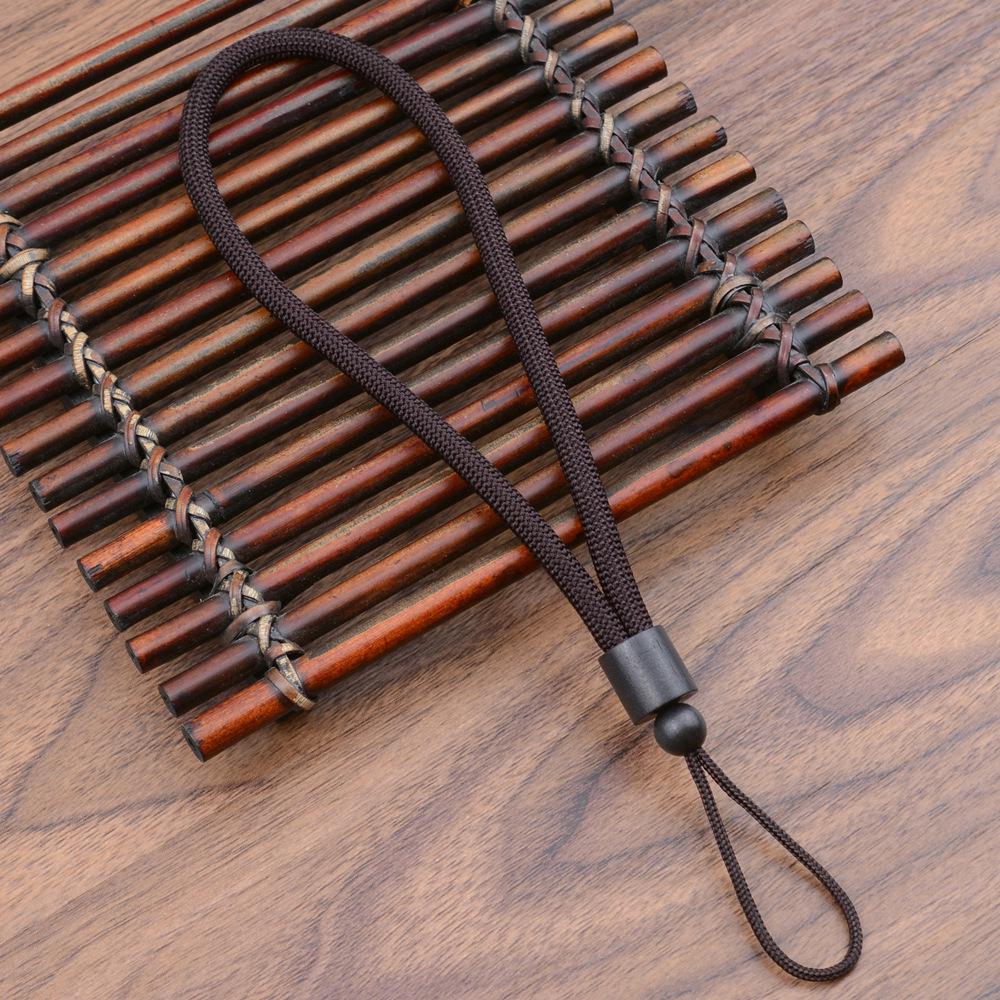 Luxury Black Ebony Wood Keychain with Silver Inlay Threads - Elegant Anti-Lost Pendant Rope.