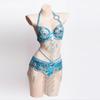 Belly Dance Costume Hand-Beaded Bra Belt Set Indian Stage Performance Sexy Club Wear