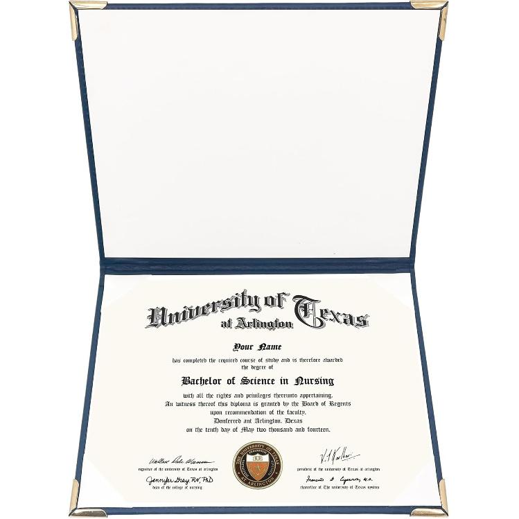 GraduationMall 7"x9" Smooth Padded PU Diploma Cover Certificate Holder with 4 Metal Corner Navy