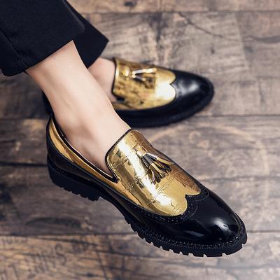 Fashion Luxury Brand Golden Loafers Tassels Men's Designer Shoes Thick Soled Men Shoes Men Formal Wedding Shoes Men Casual Dress Shoes