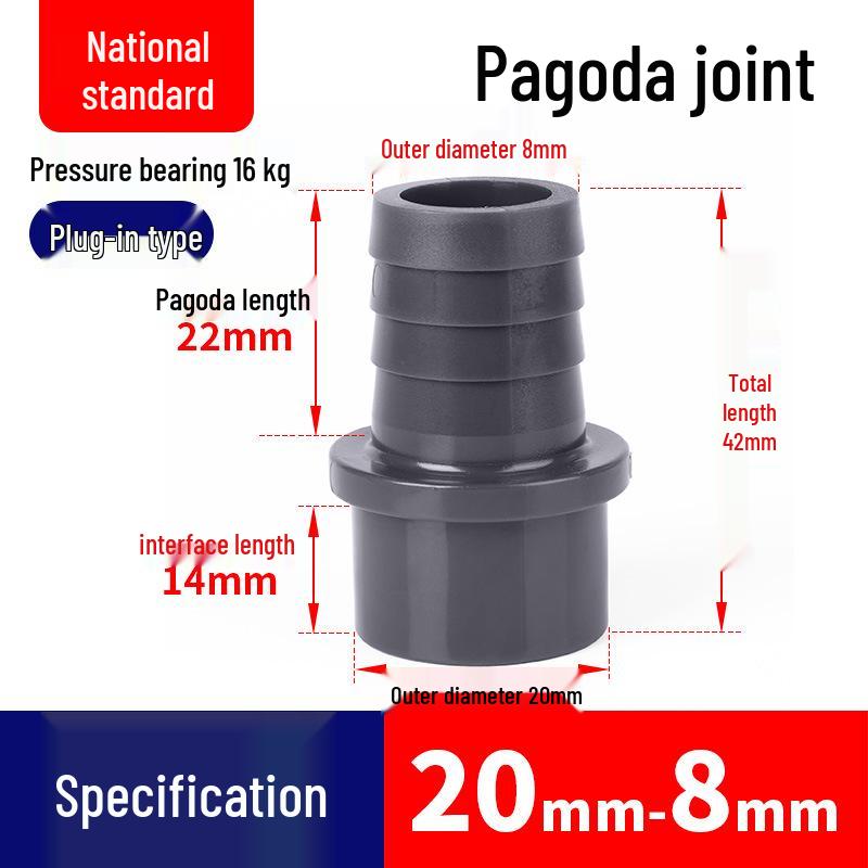 UPVC Pagoda Quick Connect Hose Reducing Fitting - Straight Male Thread (PVC-U)