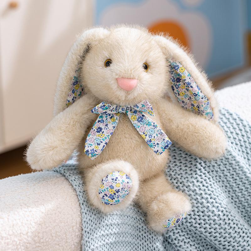 Plush Bunny Toy With Floral Design For Kids Comfort And Sleep