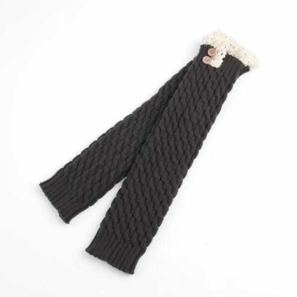 Withmarket Lina Lace Leg Warmers (Charcoal) (45cm)