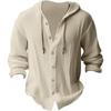 Spring and Summer Men's Hooded T-shirt Solid Color Cotton Linen Men's Casual Long Sleeved Top