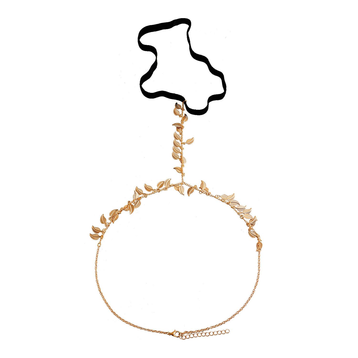

Літній відпочинок новий простий ланцюжок на стегно з листям-бахромою ланцюжок на ногу еластичне кільце для ноги золотий