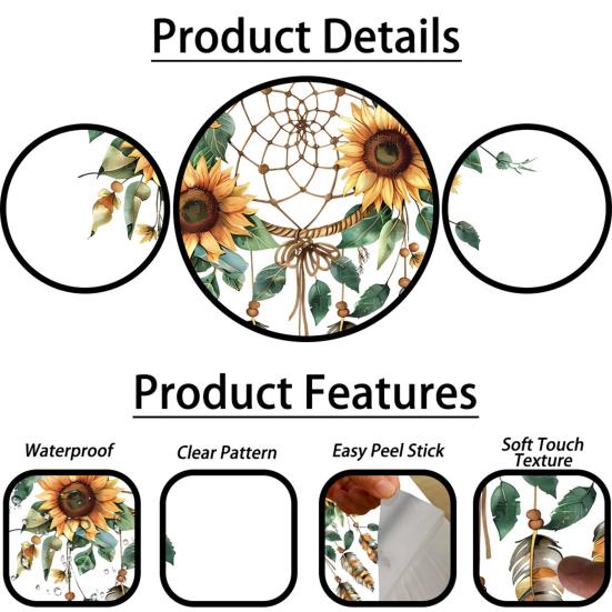 Flower Wall Stickers Peel And Stick Self-Adhesive Floral Decal for Walls Cabinets Refrigerators Bedroom Bathroom Kitchen Decor