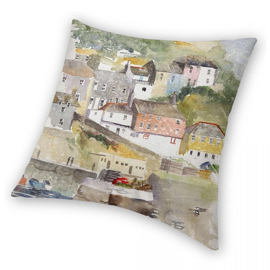 Mevagissey Cornwall Square Pillowcase Polyester Linen Velvet Creative Zip Decorative Throw Pillow Case Sofa Cushion Cover