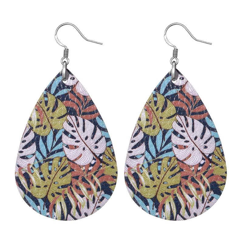 Summer Fashion Lightweight Faux Leather Earrings for Women Fruit Leaf Beach Teardrop Drop Dangle Earrings Jewelry Gift Wholesale