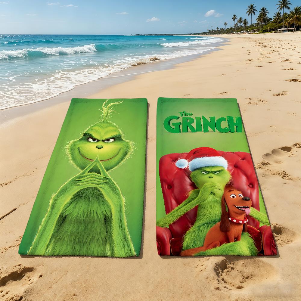 Towel For Outdoor Camping G-Grinch-Es Beach Towel Movie Super Absorbent Quick-Drying Classic Cartoon Summer Towel