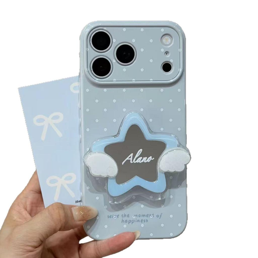 English Polka Dot Star Wing Bracket Is Suitable for Apple Pm Mobile Phone Case, High Value for Girls, Huawei Xiaomi Soft.