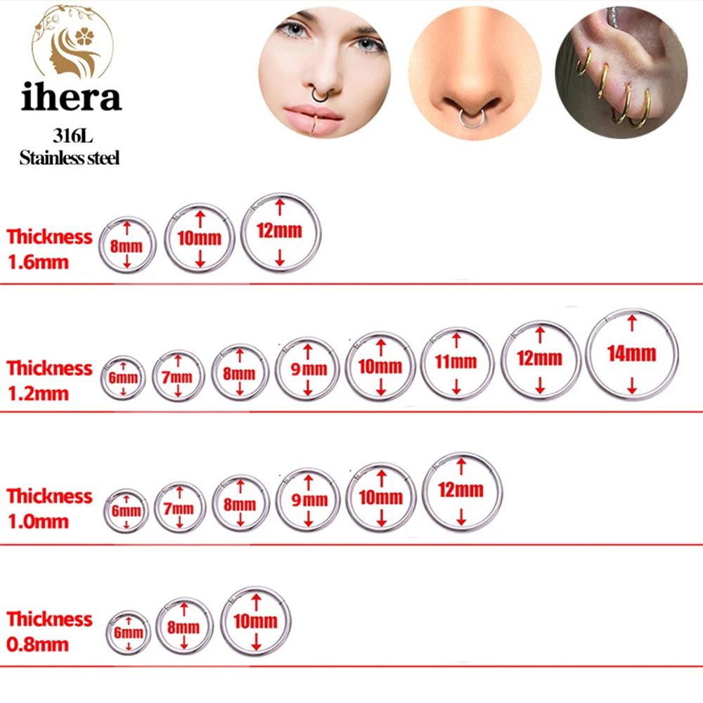 1/10PCS Stainless Steel Round Small Nose Ring Hoop 16G 18G 20G Hinged Segment Tragus Septum Cartilage Piercing Body Jewelry