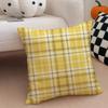 Klassischer gelber Tartan-Kissenbezug mit verdeckten Knöpfen, strapazierfähiges Polyester, Stuhlkissen
