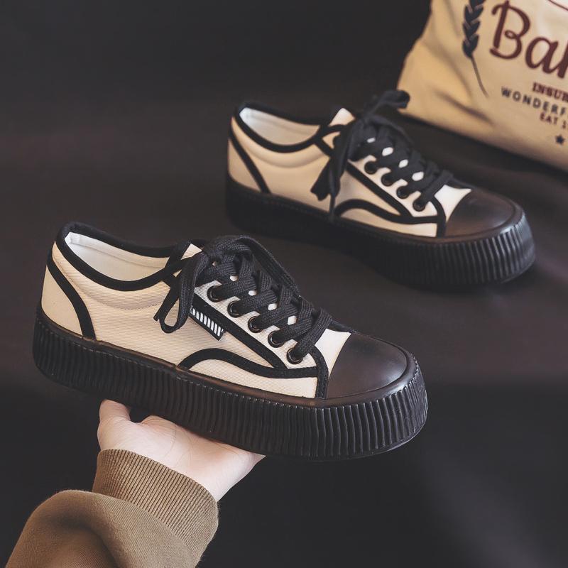 Women's Big-Head Canvas Sneakers: Versatile Thick-Soled White Casual Shoes for Students (2024 New Arrival)