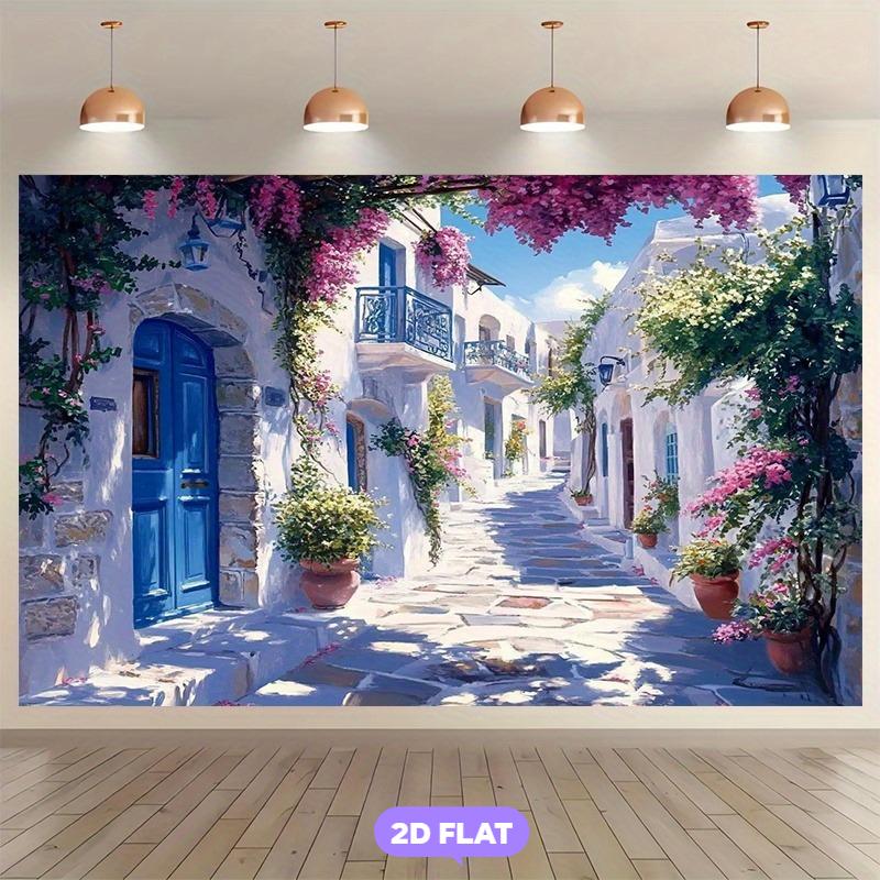 2D flat banner 1 piece backdrop for Greek island partyphoto backdrop for weddings and birthdays
