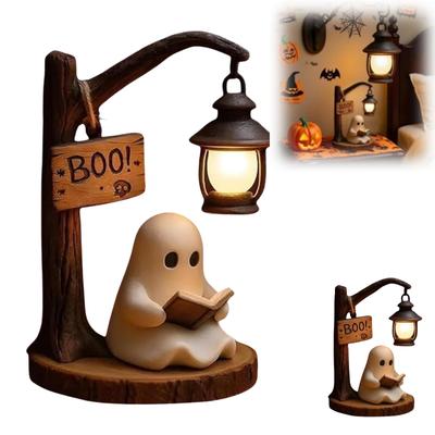 New 3D Resin Halloween Warm Light with Reading Ghost Night Light Brown 1 Pieces