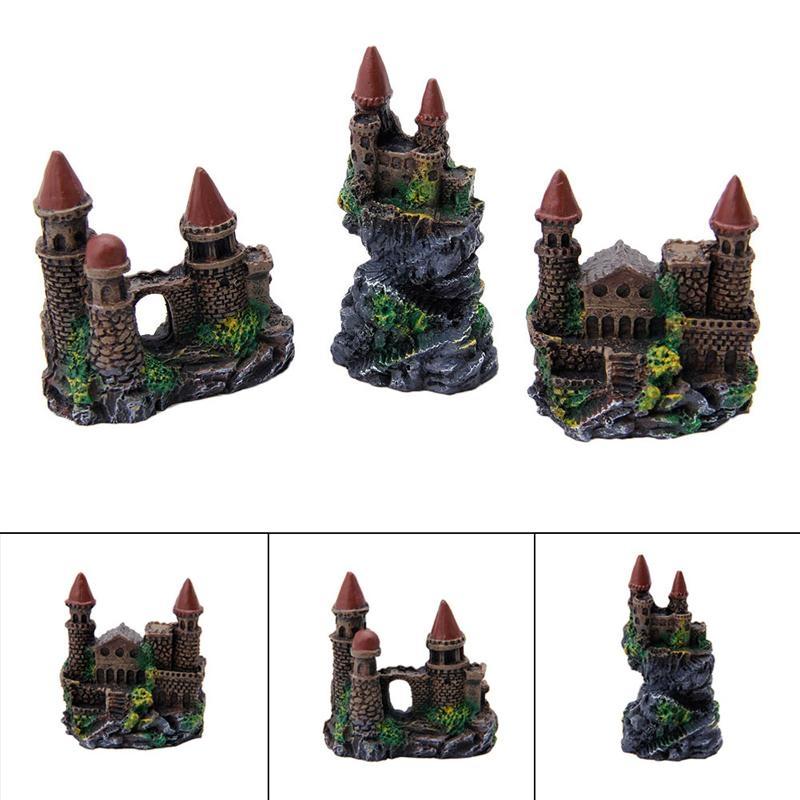  Aquarium Decoration Antique Resin Castle Providing Fish Shelters Hiding Spots
