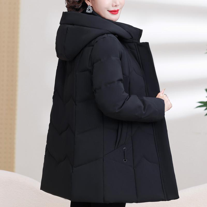 Middle Age Women's Puffer Jackets Winter Vintage Parkas Hooded Plus Size Elegant Thick Warm Down Coats Woman Outerwears