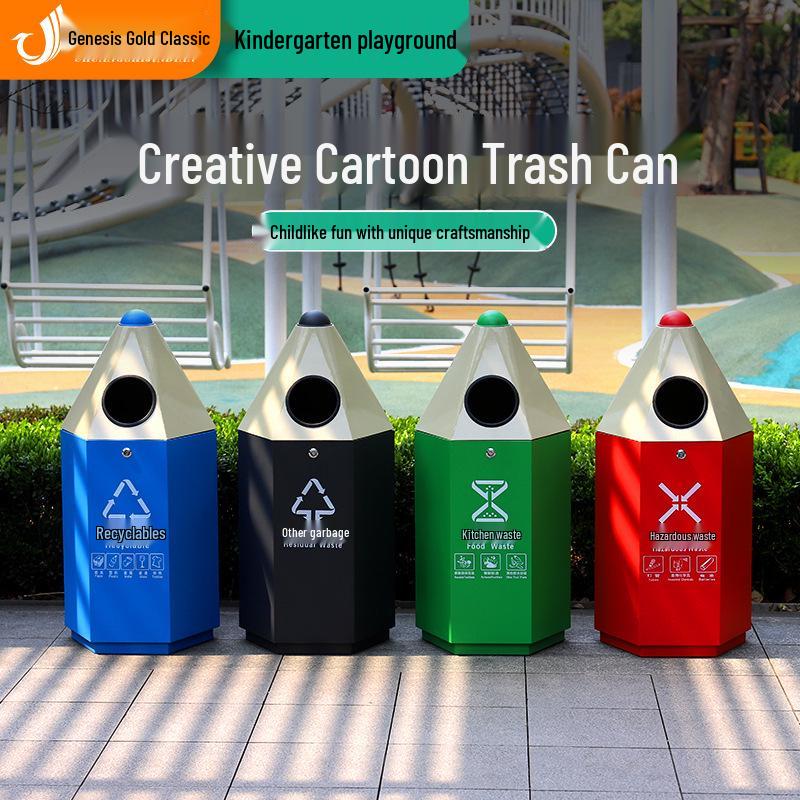 Cartoon Creative Outdoor Kindergarten Playground Trash Bin
