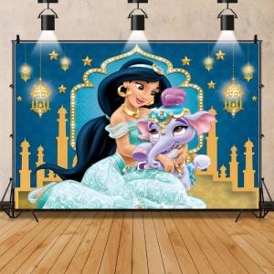 Princess Jasmine Aladdin Theme Background Children Girls Birthday Party Decoration Background Banner Baby Shower Supplies Props