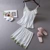 Pajamas sexy temptation women suspender nightgown nightgown set, imitation silk nightgown ice silk summer loungewear