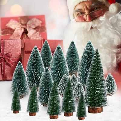 Mit Weißzeder getauchte Weihnachtsdekorationen, Mini-Weihnachtsbaum mit Tannennadeln, Plüsch-Weihnachtsbaum, Kreative Desktop-Dekoration