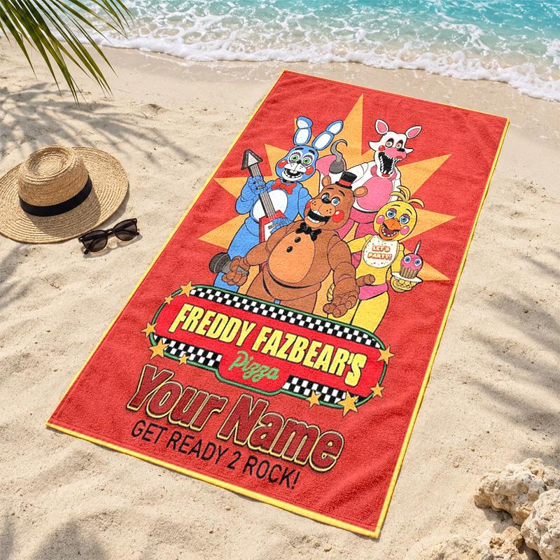 Five nights at freddy Custom Name Beach towels also serve as bath towels summer essential a musthave for the outdoors the beach and the pool