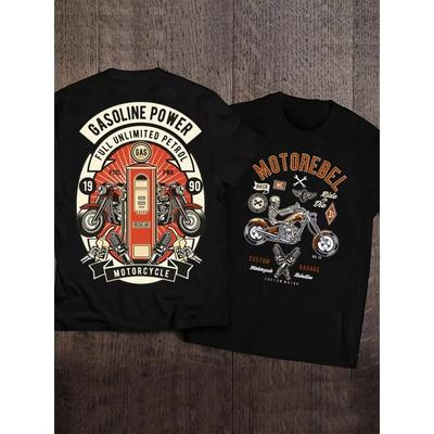 2025 European and American Locomotive May Khaki Print Trend High Quality T-shirt Rock American Retro Harley Motorcycle Tough Man