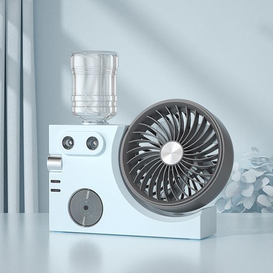 Portable Mist Table Fan Ultra-Quiet Operation Desk Fan with Cooling Mist Spray USB Rechargeable Desk Fan for Office Home Travel Bedroom