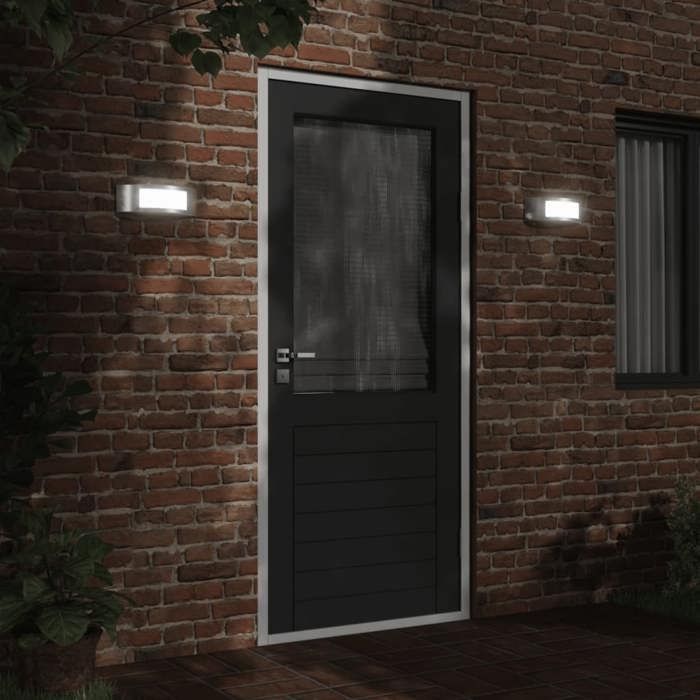 VidaXL Appliques murales d'extérieur 2pcs argenté acier inoxydable, éclairage mural d'extérieur, lampe murale de jardin, 4006303