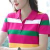 Women‘s Round Neck Short Sleeve Regular Fit Striped T-Shirt Casual Top Tee