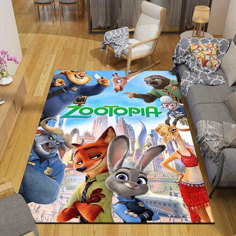 1pc Zootopia Pattern Area Rug Soft Flannel Floor Mat for Living Room,Office,Bedroom and Carpet