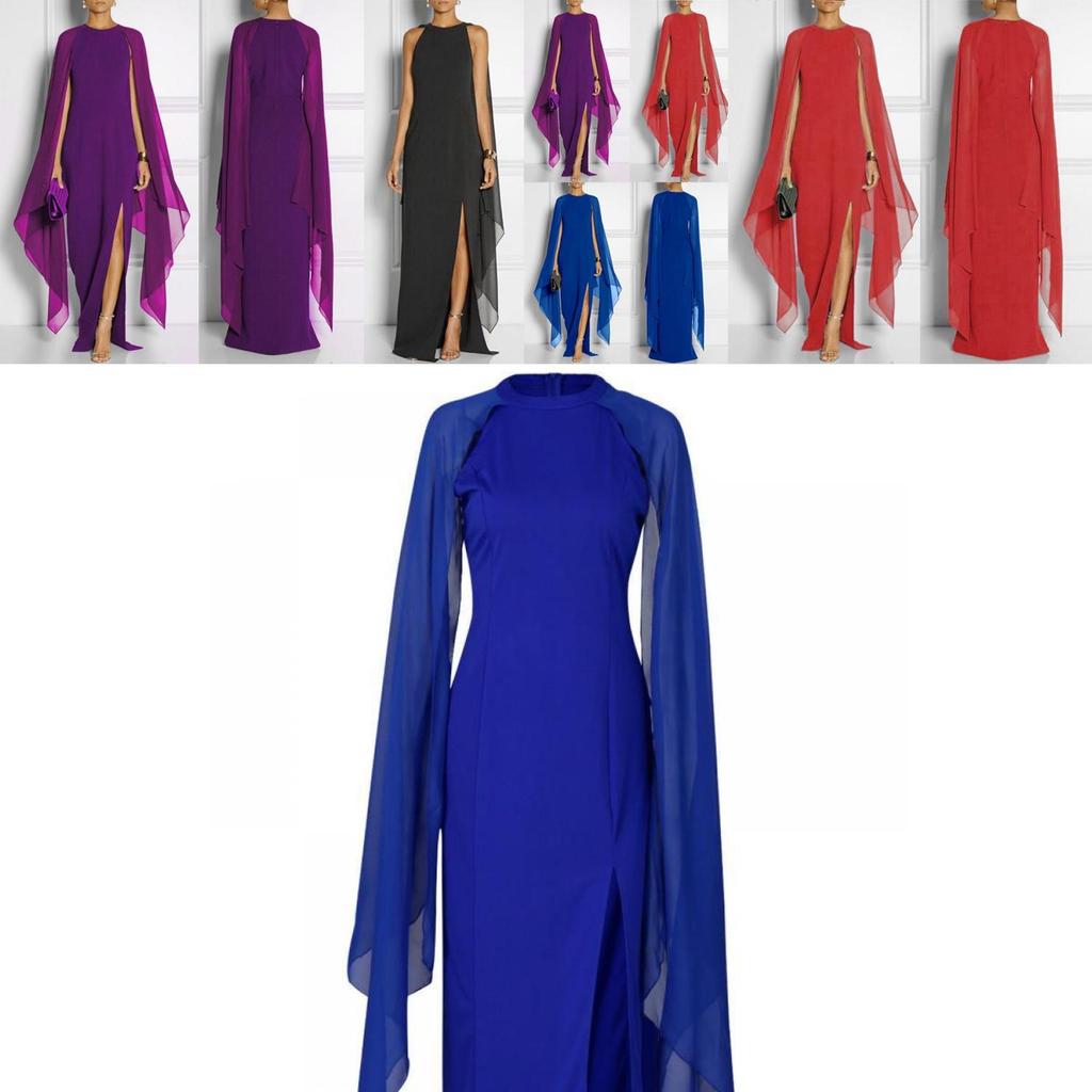 Taglia Donna Plus Vestito in Chiffon a Mosaico Vestito Lungo Vestito d'Atmosfera Vestito Largo per Fan Femminili
