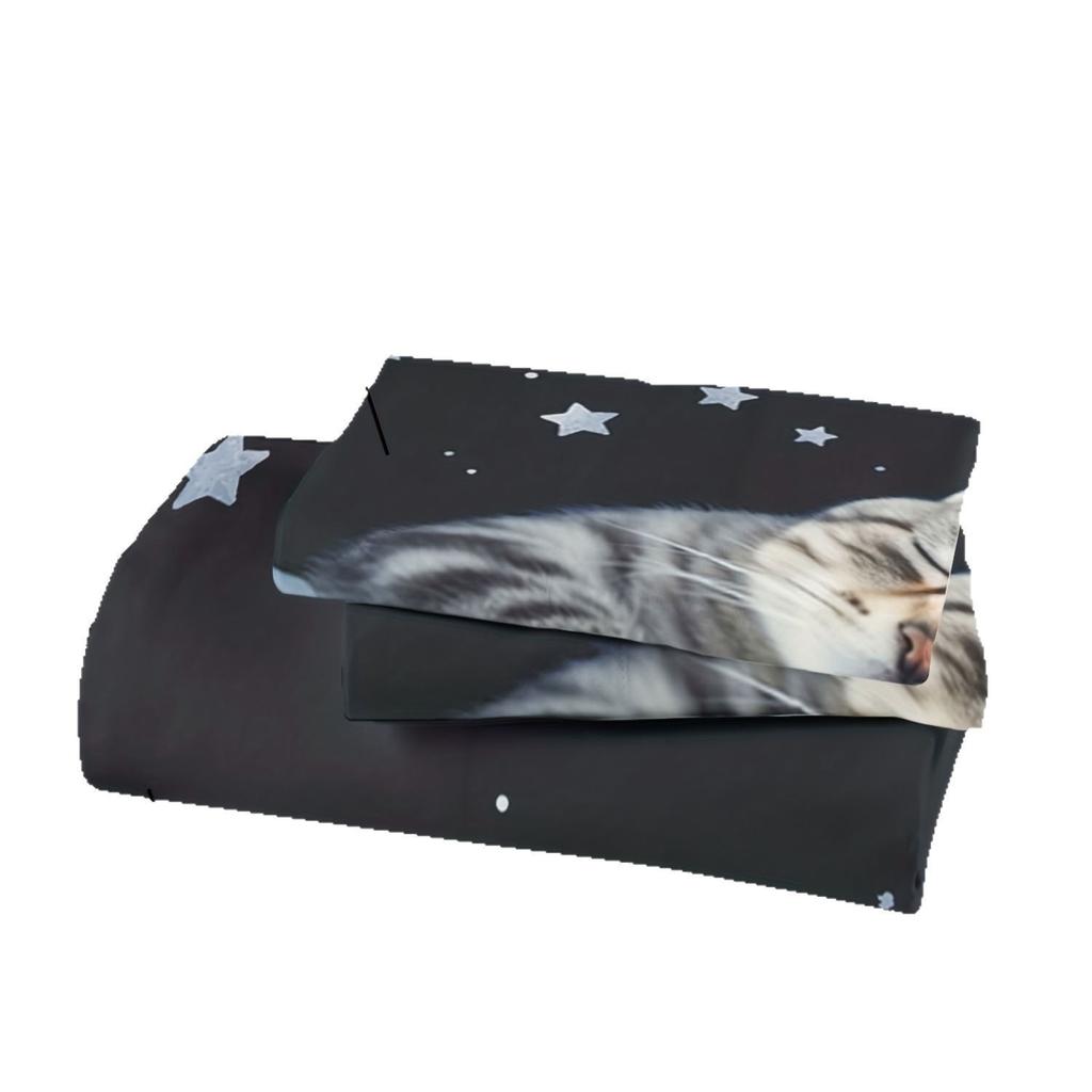 Cat Series Cute Animal 3D Digital Printing Quilt Cover Three-Piece Bedding