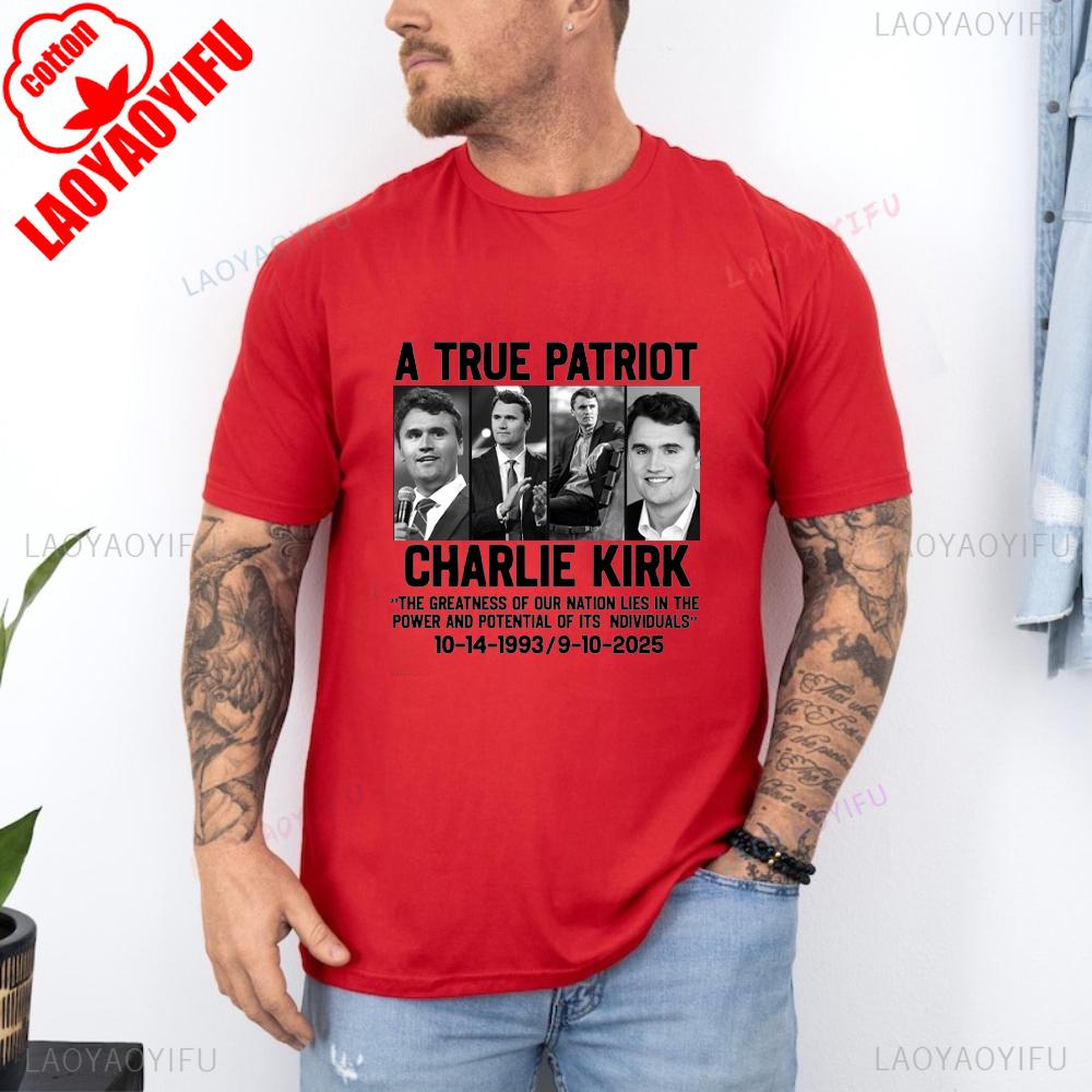A True Patriot Charlie Kirk Shirt Rest in Peace Charlie Kirk 19932025 Thanks for The Memory Graphic T Shirts Woman Man Cotton