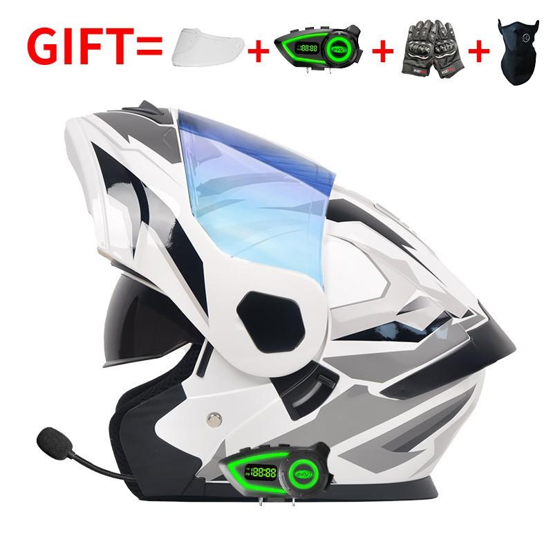 DOT Certified Full Face Motorcycle Helmet With Flip-Up Visor Dual Lens Bluetooth Compatible All Season Unisex
