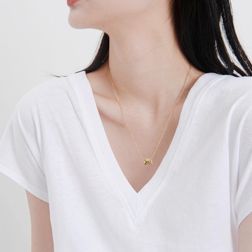 French Delicate Stacked Clavicle Chain Stainless Steel Flat Snake Chain Gold Envelope Pendant Titanium Steel Necklace Jewelry Set