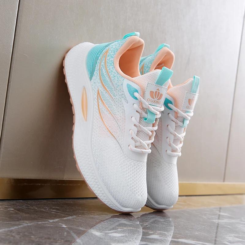 Spring 2025 New Thick Soled Sports Shoes Breathable Fitness Mesh Running Wear Resistant Casual Vulcanized Shoes for Women