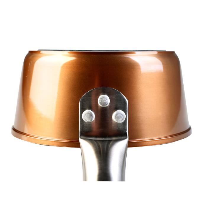 Casserole 14 cm induction, antiadhésive écologique, aluminium forgé sans pfoa wecook professional cuivre 88366