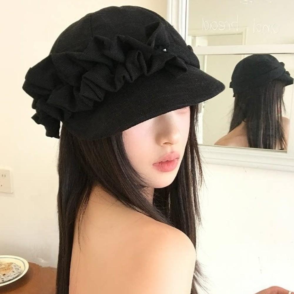 Lace Trim Small Face Fit Equestrian Hat Sun Protection Octagonal Cap Spring Season