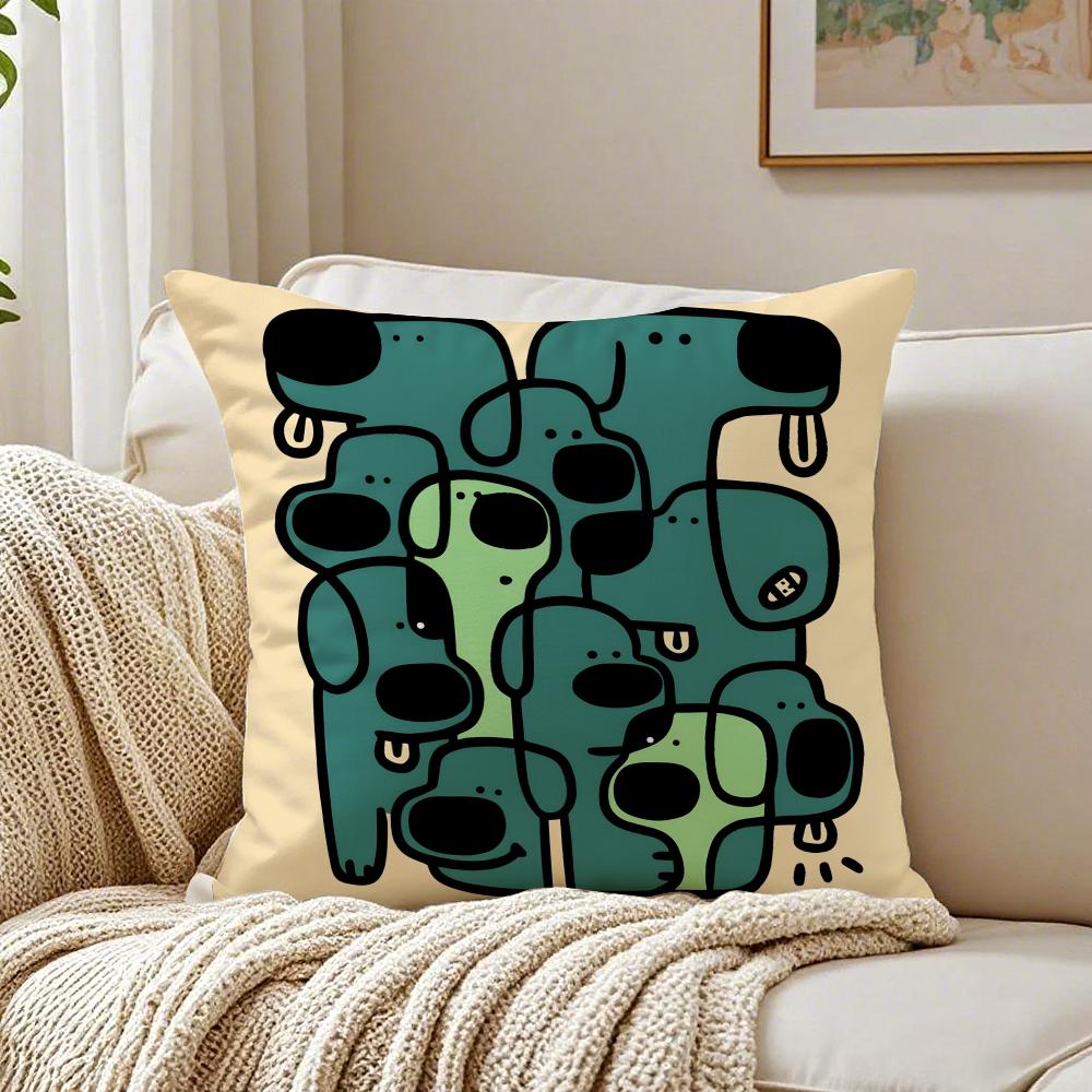 Abstract Funny Creative Dog Cartoon Cushion Cover Pillowcase Antidustmite Living Room Sofa Decor Cushion Room