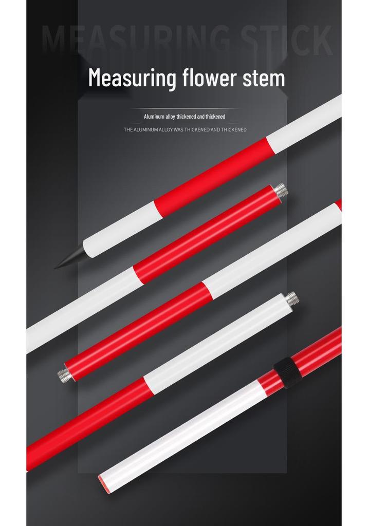 Benchmark Aluminum Alloy Measurement Pole: Thickened, Red and White Scale, Available In 2m, 3m, and 5m Lengths for Engineering Surveying.