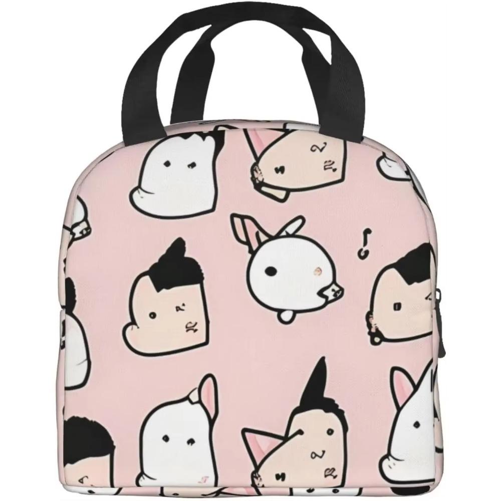 Desene animate la modă Chronst Un grup de iepuri Genți de prânz, Cutie de prânz reutilizabilă cu animale pentru femei bărbați Geantă de prânz pentru facultate muncă