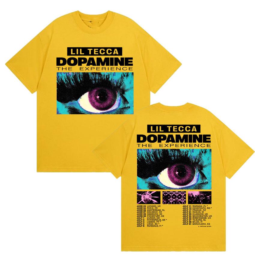 Rapper Lil Tecca Dopamne The Experience Tour 2025 Graphic T Shirts Men's Hip Hop  Fashion Cotton Short Sleeve T-shirt Streetwear