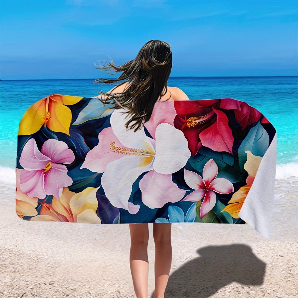 1pc Tropical Hibiscus Floral Beach Towel Extra Large Quick Dry Microfiber Sand Free Absorbent for Pool Travel Washable