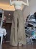 Women's American Retro Khaki Wide-Leg Flare Jeans - Spring/Autumn 2025 Collection, Loose Drape A-Line Floor-Length Pants