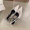2025 Spring French Style Pointed Stiletto Heels - Elegant Closed Toe Sandals with Back Strap
